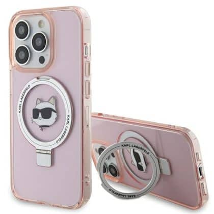 Karl Lagerfeld Ring Stand Choupette Head MagSafe - θήκη για Apple iPhone 15 Pro Max - Ροζ