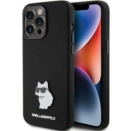 Karl Lagerfeld Silicone Choupette Metal Pin - θήκη για Apple iPhone 15 Pro Max - Μαύρο
