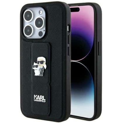 Karl Lagerfeld Gripstand Saffiano Karl&Choupette Pins - Apple iPhone 13 Pro / - Μαύρο