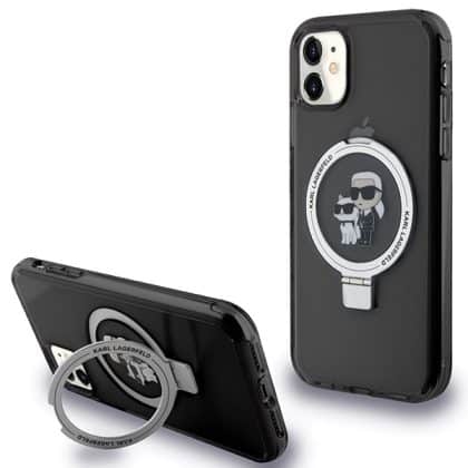 Karl Lagerfeld Ring Stand Karl&Choupette - θήκη για Apple iPhone 11 / XR - Μαύρο