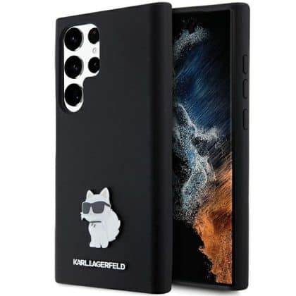 Karl Lagerfeld Silicone Choupette Metal Pin - θήκη για Samsung Galaxy S23 Ultra - Μαύρο