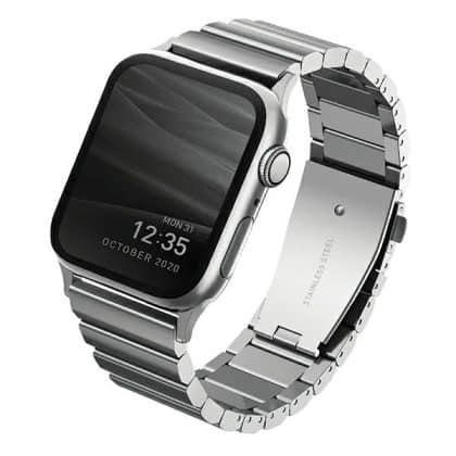 UNIQ pasek Strova Apple Watch 42/44/45/ 49mm Series 1/2/3/4/5/6/7/8/9/SE/SE2/Ultra/Ultra 2 Stainless Steel srebrny/sterling silver
