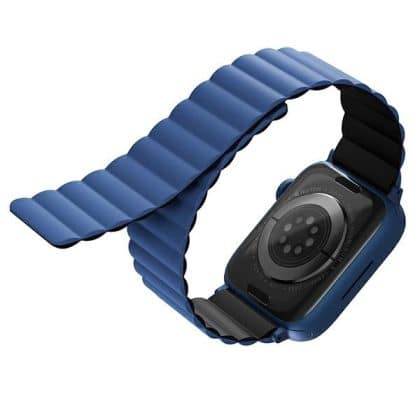 UNIQ pasek Revix Apple Watch Series 1/2/3/4/5/6/7/8/9/SE/SE2 38/40/41mm. Reversible Magnetic czarny-niebieski/black-blue
