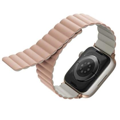 UNIQ pasek Revix Apple Watch Series 1/2/3/4/5/6/7/8/9/SE/SE2 38/40/41mm. Reversible Magnetic różowy-beżowy/pink-beige