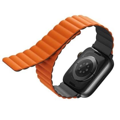 UNIQ λουράκι Revix για Apple Watch Series 1/2/3/4/5/6/7/8/9/SE/SE2/Ultra/Ultra 2 42/44/45/49mm. Αναστρέψιμο Μαγνητικό γκρι-πορτοκαλί