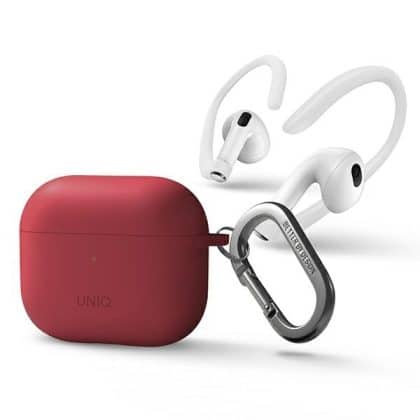 UNIQ θήκη Nexo AirPods 3ης γενιάς + Σιλικόνης Ear Hooks κόκκινο/κοραλλί