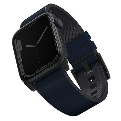 UNIQ pasek Straden Apple Watch Series 1/2/3/4/5/6/7/8/9/10/SE/SE2/Ultra/Ultra 2 42/44/45/49mm. Leather Hybrid Strap niebieski/blue