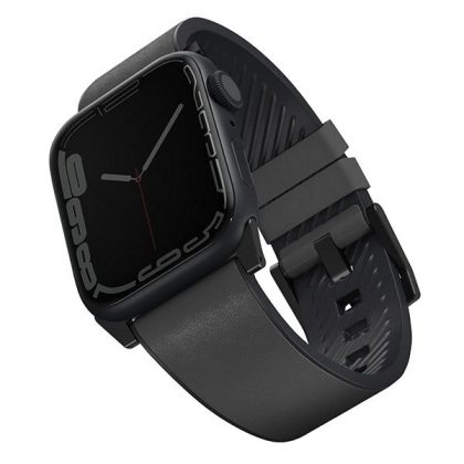 UNIQ pasek Straden Apple Watch Series 1/2/3/4/5/6/7/8/9/10/SE/SE2/Ultra/Ultra 2 42/44/45/49mm. Leather Hybrid Strap grey/szary
