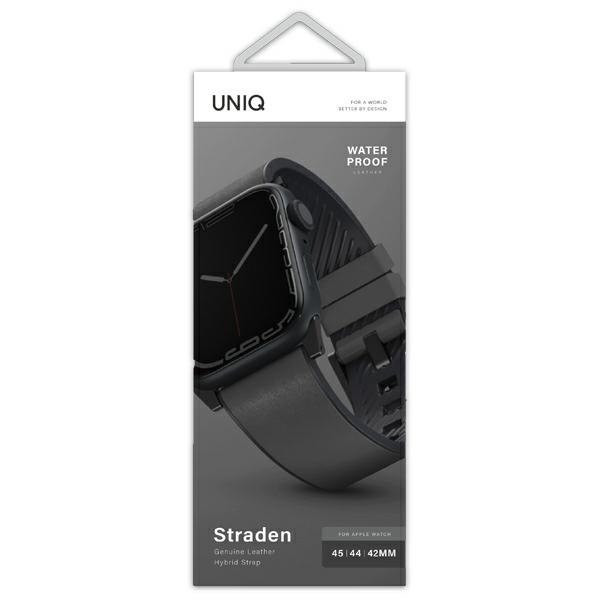 UNIQ pasek Straden Apple Watch Series 1/2/3/4/5/6/7/8/9/10/SE/SE2/Ultra/Ultra 2 42/44/45/49mm. Leather Hybrid Strap grey/szary - Image 3