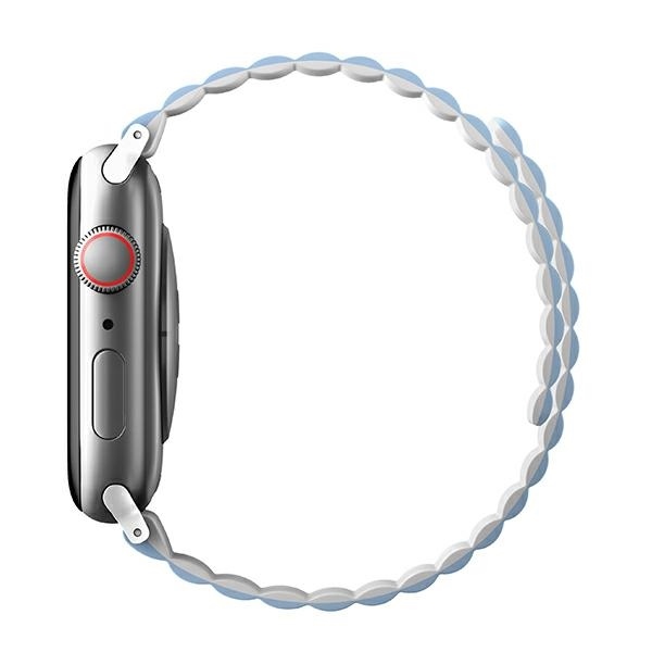 UNIQ pasek Revix Apple Watch Series 1/2/3/4/5/6/7/8/9/SE/SE2/Ultra/Ultra 2 42/44/45/49mm. Reversible Magnetic biały-niebieski/white-blue - Image 5