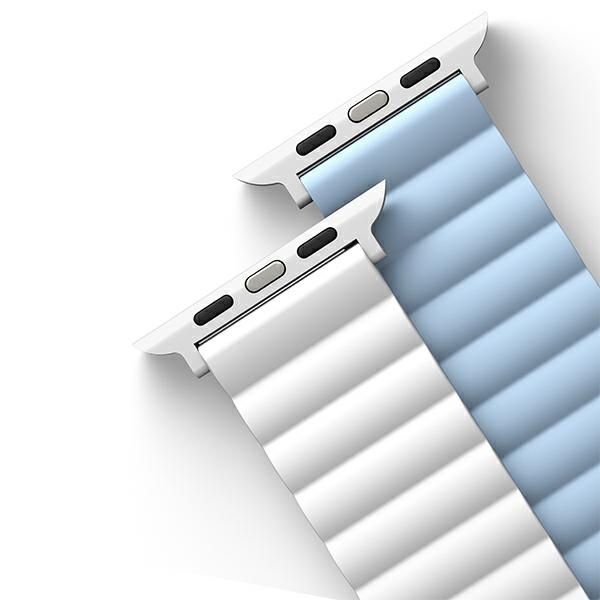 UNIQ pasek Revix Apple Watch Series 1/2/3/4/5/6/7/8/9/SE/SE2/Ultra/Ultra 2 42/44/45/49mm. Reversible Magnetic biały-niebieski/white-blue - Image 6