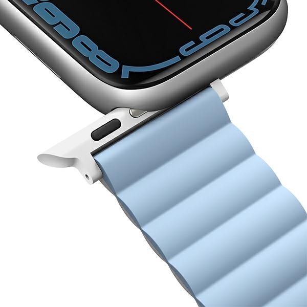UNIQ pasek Revix Apple Watch Series 1/2/3/4/5/6/7/8/9/SE/SE2/Ultra/Ultra 2 42/44/45/49mm. Reversible Magnetic biały-niebieski/white-blue - Image 7