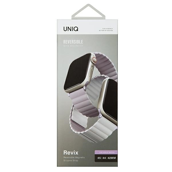 UNIQ pasek Revix Apple Watch Series 1/2/3/4/5/6/7/8/9/SE/SE2/Ultra/Ultra 2 42/44/45/49mm. Reversible Magnetic lilak-biały/lilac-white - Image 10
