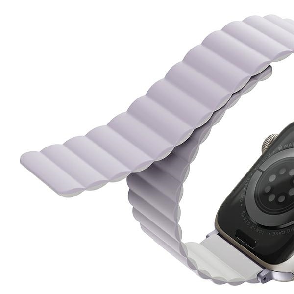UNIQ pasek Revix Apple Watch Series 1/2/3/4/5/6/7/8/9/SE/SE2/Ultra/Ultra 2 42/44/45/49mm. Reversible Magnetic lilak-biały/lilac-white - Image 7