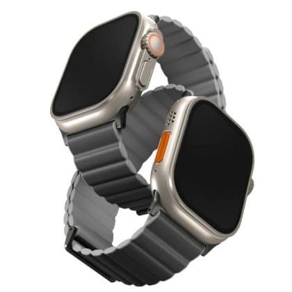 UNIQ pasek Revix Premium Apple Watch Series 1/2/3/4/5/6/7/8/9/SE/SE2/Ultra/Ultra 2 42/44/45/49mm Edition Reversible Magnetic Leather szary-popielaty/charcoal-grey