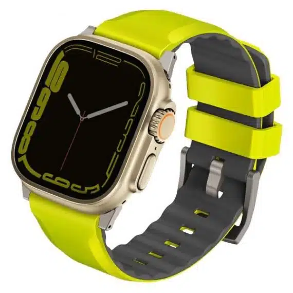 UNIQ λουράκι Linus για Apple Watch Series 1/2/3/4/5/6/7/8/9/SE/SE2/Ultra/Ultra 2 42/44/45/49mm Airosoft Silicone σε χρώμα λαχανί/πράσινο λάιμ