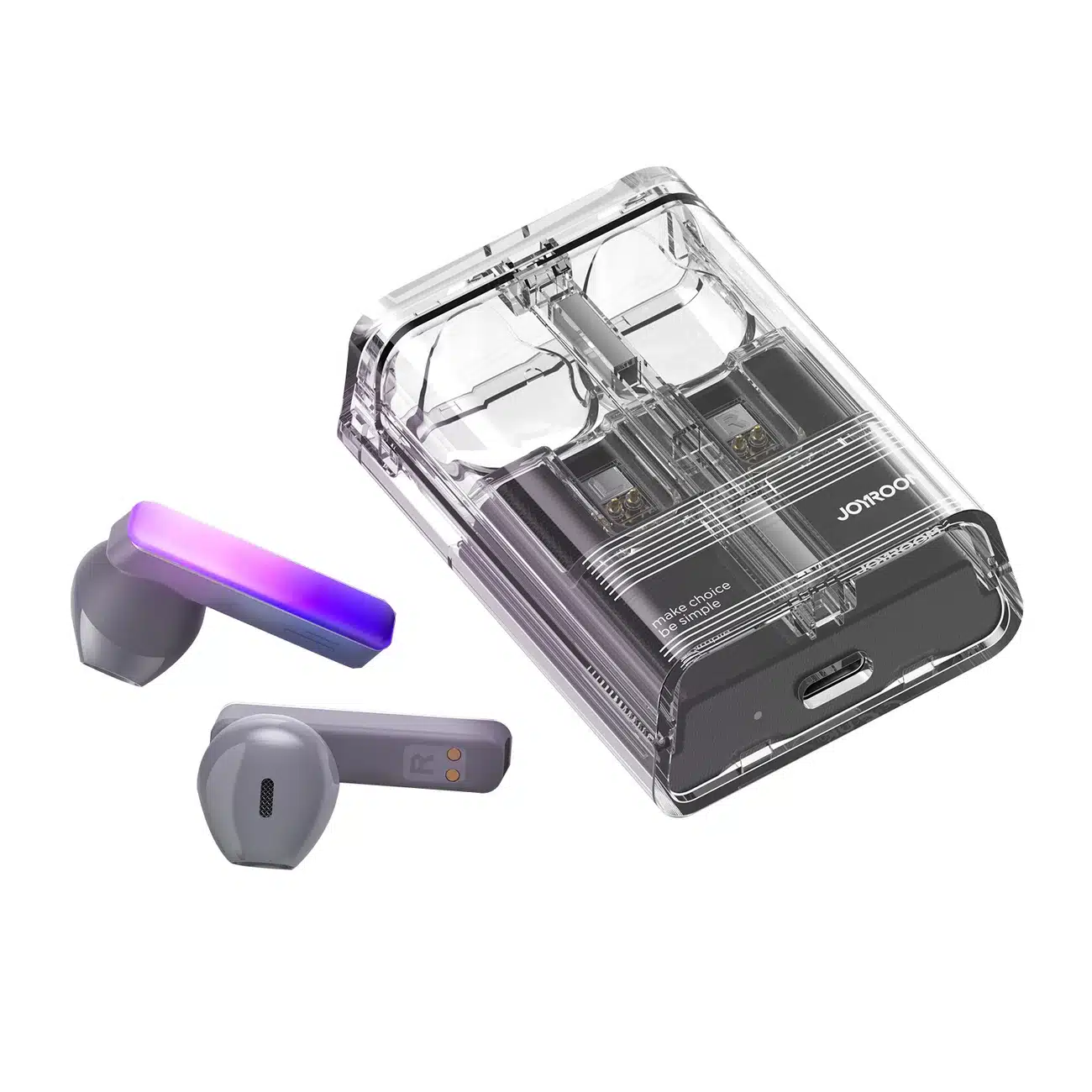 TWS Joyroom JR-TC1 IceLens Series ασύρματα ακουστικά με LED φώτα - μαύρο - Image 2