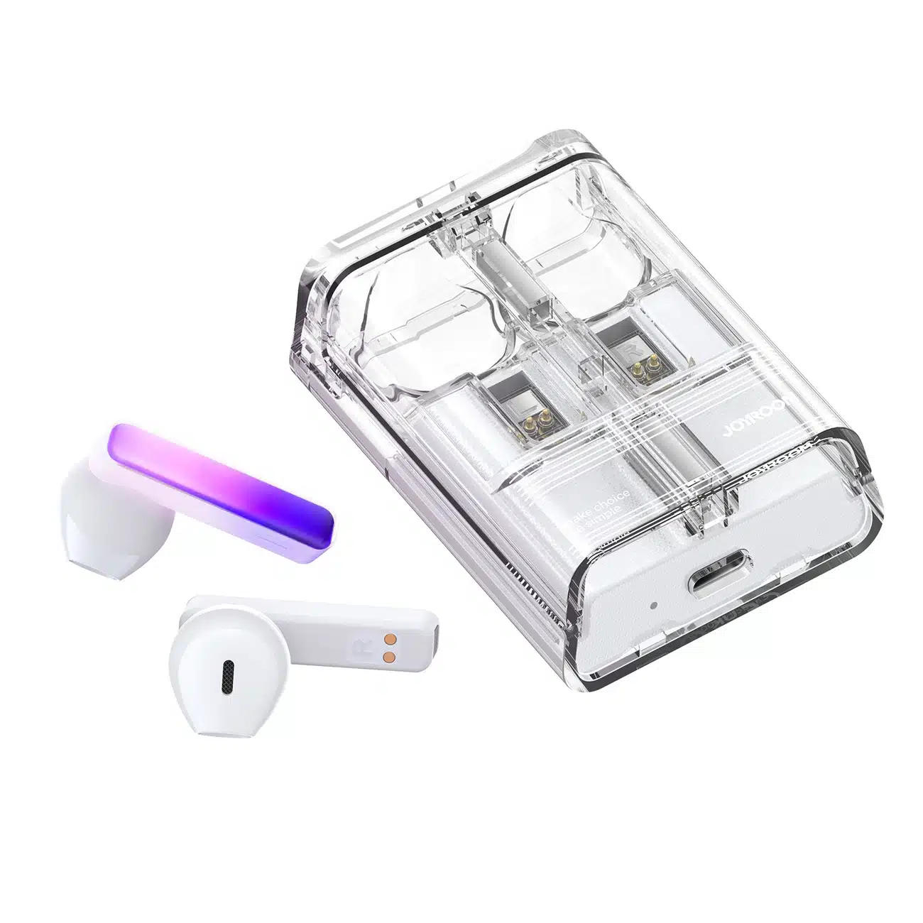 TWS Joyroom JR-TC1 IceLens Series ασύρματα ακουστικά με LED φώτα - λευκό - Image 2