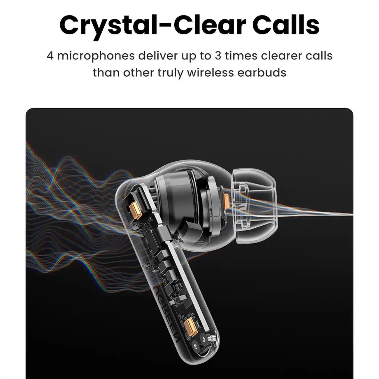 Ugreen HiTune T6 ασύρματα ακουστικά με λειτουργία ANC + καλώδιο USB-A - USB-C - λευκό - Image 8