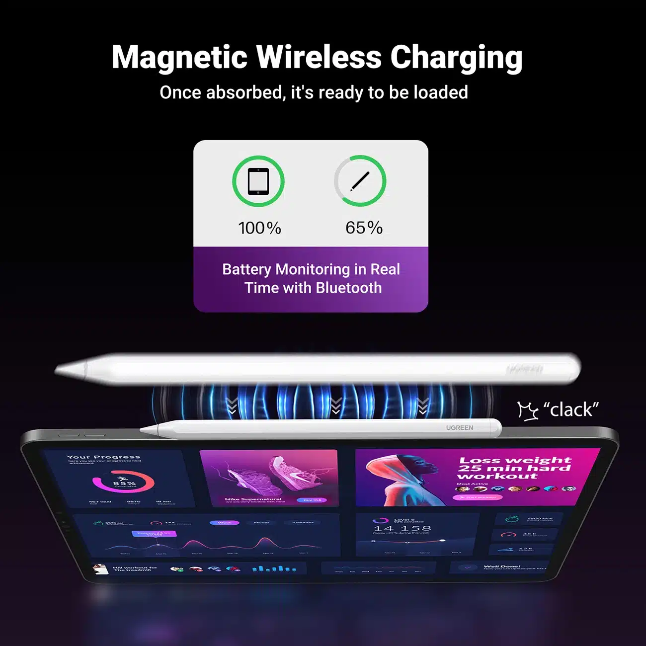 Ugreen LP653 Stylus με ασύρματη φόρτιση για ταμπλέτες iPad - λευκό - Image 2