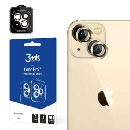 3MK Προστασία Φακού Pro για iPhone 14 Plus 6,7" με χρυσό πλαίσιο εγκατάστασης 1τμχ.