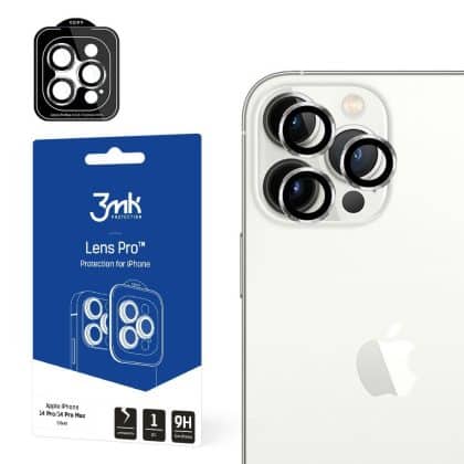 3MK Προστασία φακού Pro για iPhone 14 Pro / 14 Pro Max ασημί με πλαίσιο συναρμολόγησης 1τμχ.