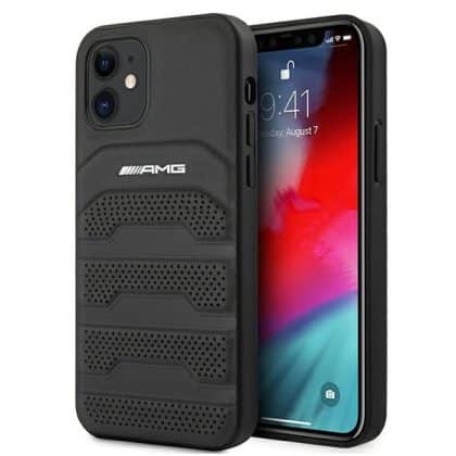 Mercedes Leather Debossed Lines - θήκη για Apple iPhone 12 mini - Μαύρο