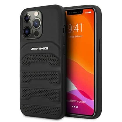 Mercedes Leather Debossed Lines - θήκη για Apple iPhone 13 Pro / - Μαύρο