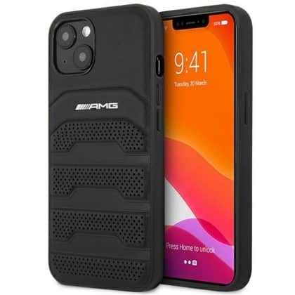 Mercedes Leather Debossed Lines - θήκη για Apple iPhone 14 Plus - Μαύρο