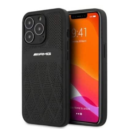 Mercedes Leather Curved Lines - θήκη για Apple iPhone 13 Pro / - Μαύρο
