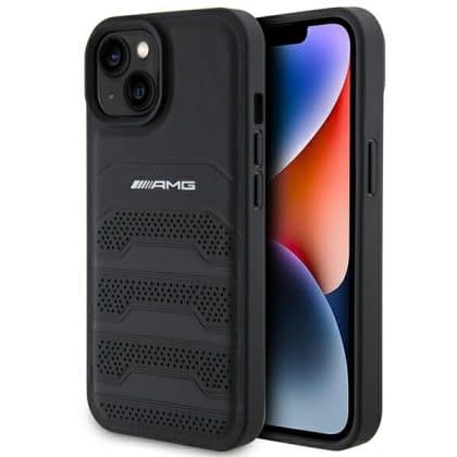 Mercedes Leather Debossed Lines - θήκη για Apple iPhone 15 Plus - Μαύρο