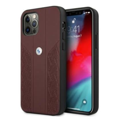 BMW Leather Curve Perforate - θήκη για Apple iPhone 12/12 Pro - Κόκκινο