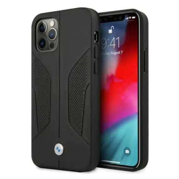 BMW Leather Perforate Sides - θήκη για Apple iPhone 12/12 Pro - Μαύρο