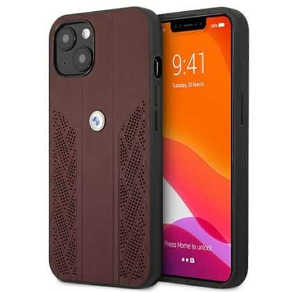 BMW Leather Curve Perforate - θήκη για Apple iPhone 13 - Κόκκινο
