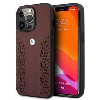 BMW Leather Curve Perforate - θήκη για Apple iPhone 13 - Κόκκινο