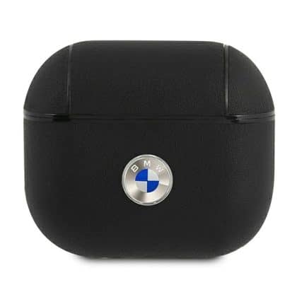 BMW BMA3SSLBK Θήκη AirPods 3 μαύρη Geniune Δερμάτινη με Ασημένιο Λογότυπο