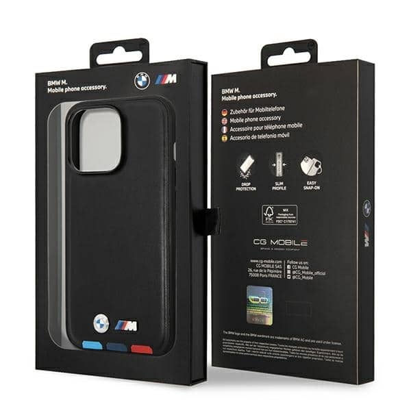 BMW Leather Stamp Tricolor Magsafe - θήκη για Apple iPhone 14 Pro - Μαύρο - Image 8