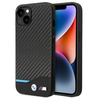 BMW Leather Carbon - θήκη για Apple iPhone 14 Plus - Μαύρο