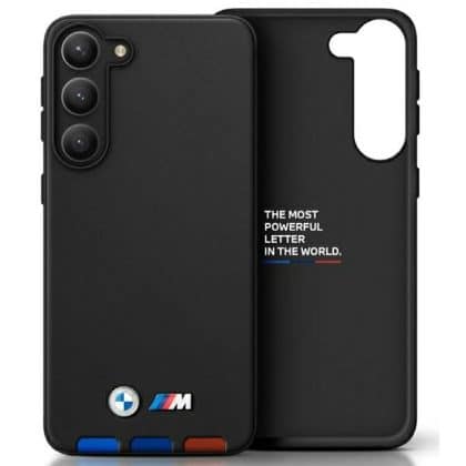 BMW Leather Stamp Tricolor - θήκη για Samsung Galaxy A54 5G - Μαύρο