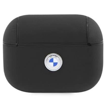BMW BMAP2SSLBK Θήκη για AirPods Pro 2 (2022/2023) Geniune Δερμάτινη με Ασημένιο Λογότυπο Μαύρο