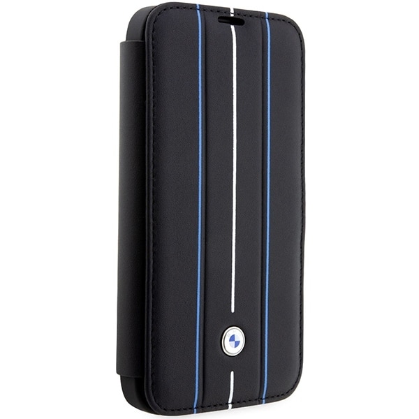 BMW Leather Stamp Blue Lines - θήκη για Apple iPhone 14 Pro - Μαύρο - Image 3