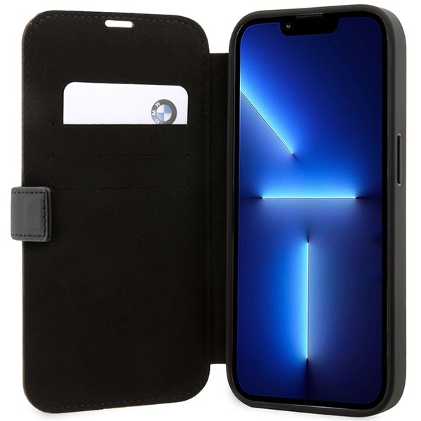 BMW Leather Stamp Blue Lines - θήκη για Apple iPhone 14 Pro - Μαύρο - Image 6