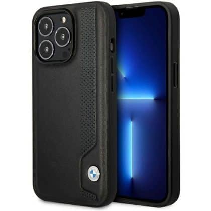 BMW Leather Blue Dots - θήκη για Apple iPhone 14 Pro - Μαύρο
