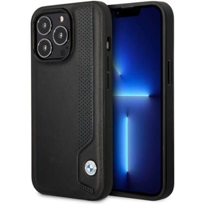 BMW Leather Blue Dots - θήκη για Apple iPhone 14 Pro Max - Μαύρο