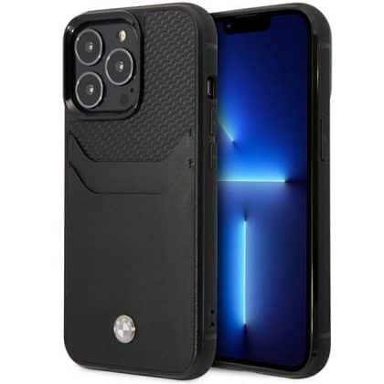 BMW Leather Card Slot - θήκη για Apple iPhone 14 Pro - Μαύρο