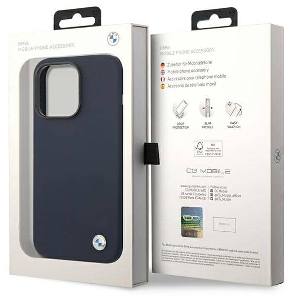 BMW Silicone Metal Logo - Apple iPhone 14 Pro - Μπλε - Image 8