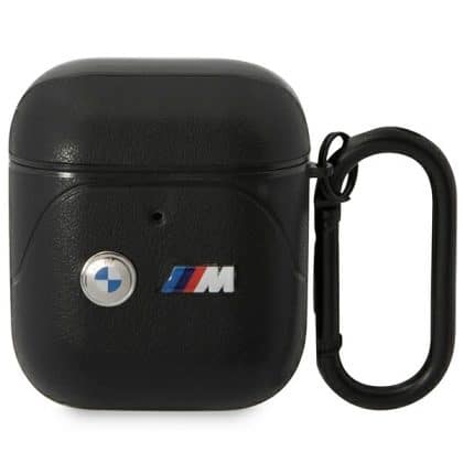 BMW BMA222PVTK Κάλυμμα AirPods 1/2 δέρμα με καμπύλη γραμμή μαύρο