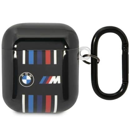 BMW BMA222SWTK Κάλυμμα AirPods 1/2 μαύρο με πολλαπλές Χρωματιστές Γραμμές