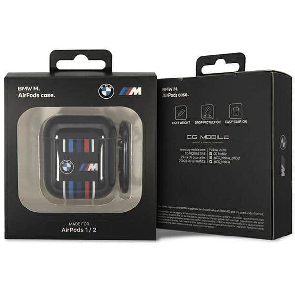 BMW BMA222SWTK Κάλυμμα AirPods 1/2 μαύρο με πολλαπλές Χρωματιστές Γραμμές - Image 3