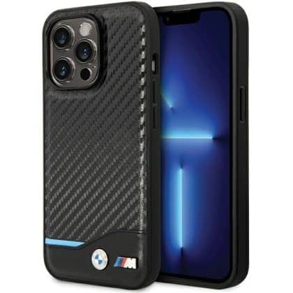 BMW Leather Carbon - θήκη για Apple iPhone 13 Pro Max - Μαύρο